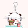 Bubu Dudu Cartoon White and Grey Couple Bears Keychains Ring for Accessories Bag Pendant Key Chain Jewelry Fans Lovers Gifts