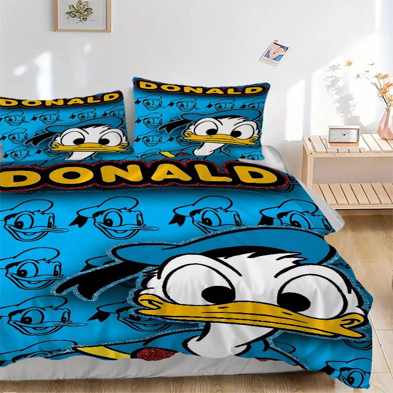 Set Biancheria da Letto a Fumetti con Paperino 3 Pezzi Include 1 Copripiumino e 2 Federe, Biancheria da Letto Confortevole W005