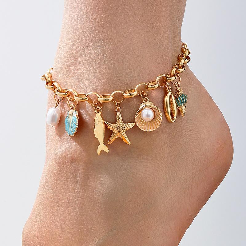 

Модный браслет на щиколотку для женщин золотой