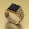 XIGUO New Retro Inlaid Black Square Stone Ring for Men Father's Day Fashion Trend High-quality Jewelry Gifts Men's Rings