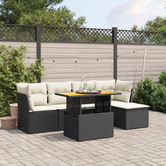 VidaXL Garden Lounge Set with Cushions 6 Pcs, Patio Sofas, Patio Furniture Set, Outdoor Furniture, Black 3270804