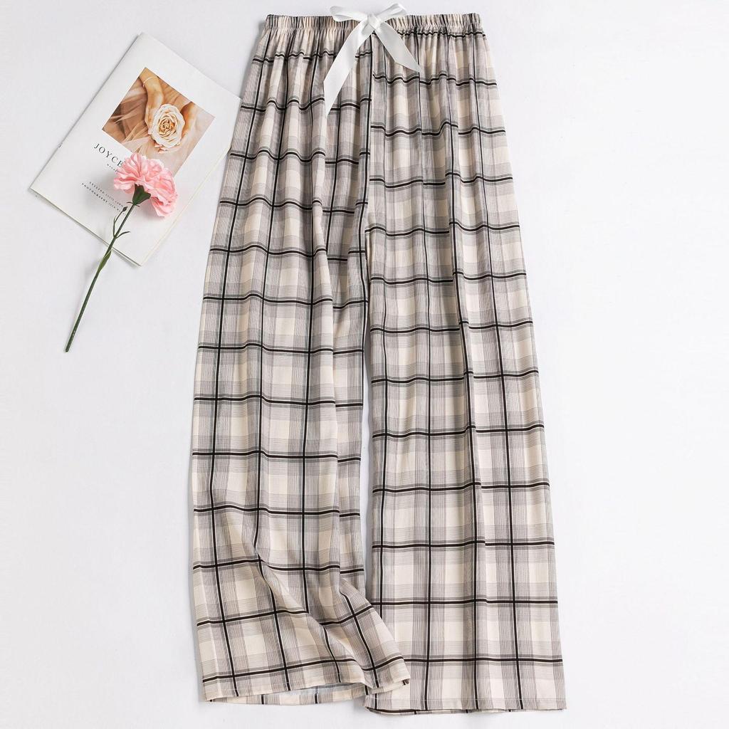 Women's Floral Cotton Silk Pajama Pants, Mosquito Repellent, Outdoor & Home Wear, Plus Size, Lightweight Summer Style.