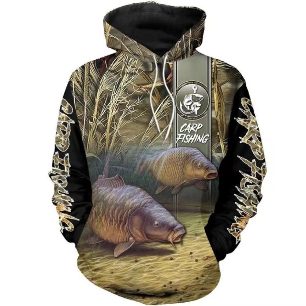 Sweat à capuche unisexe avec impression numérique 3D Motif pêcheur Luya pull de sport d'extérieur