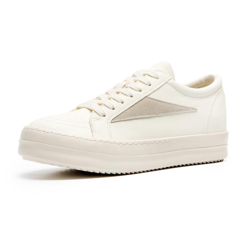 Niche Men's Retro Style Canvas Sneakers - Inverted Triangle, Thick-Soled, Spring Height-Boosting, Versatile Casual Sports Shoes