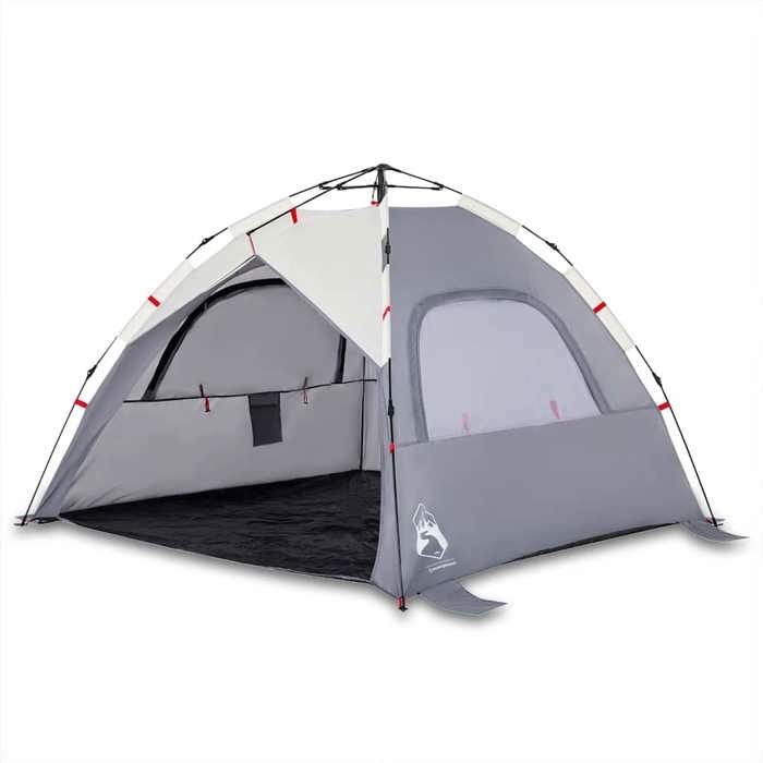 VidaXL Tente de plage 3 personnes gris libération rapide imperméable, tente, tente de jardin, abri d'extérieur, tente de 4005316