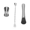 Stainless Steel Cocktail Jigger Muddler Stirring Spoon Set Bar Bartender Accessory