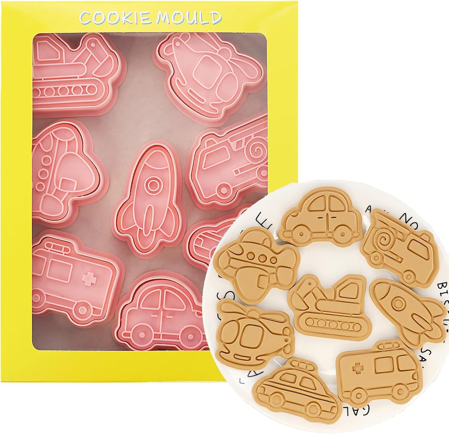 

Набор из 8 форм для печенья-торта, идеально подходящих для DIY или в качестве подарка на обед или в качестве кондитерского резака/фунта (Дизайн транспортного средства) - Выпечка, Дни рождения, Коробки,