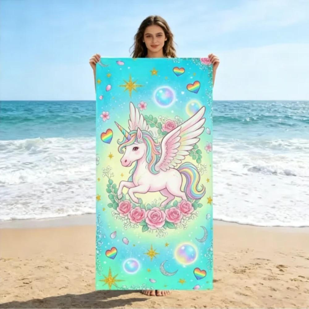Unicorn Print Beach Towel, Large Microfiber Sand Free Quick Dry Towel for Beach Pool Camping Towels Bathroom Beach Towel