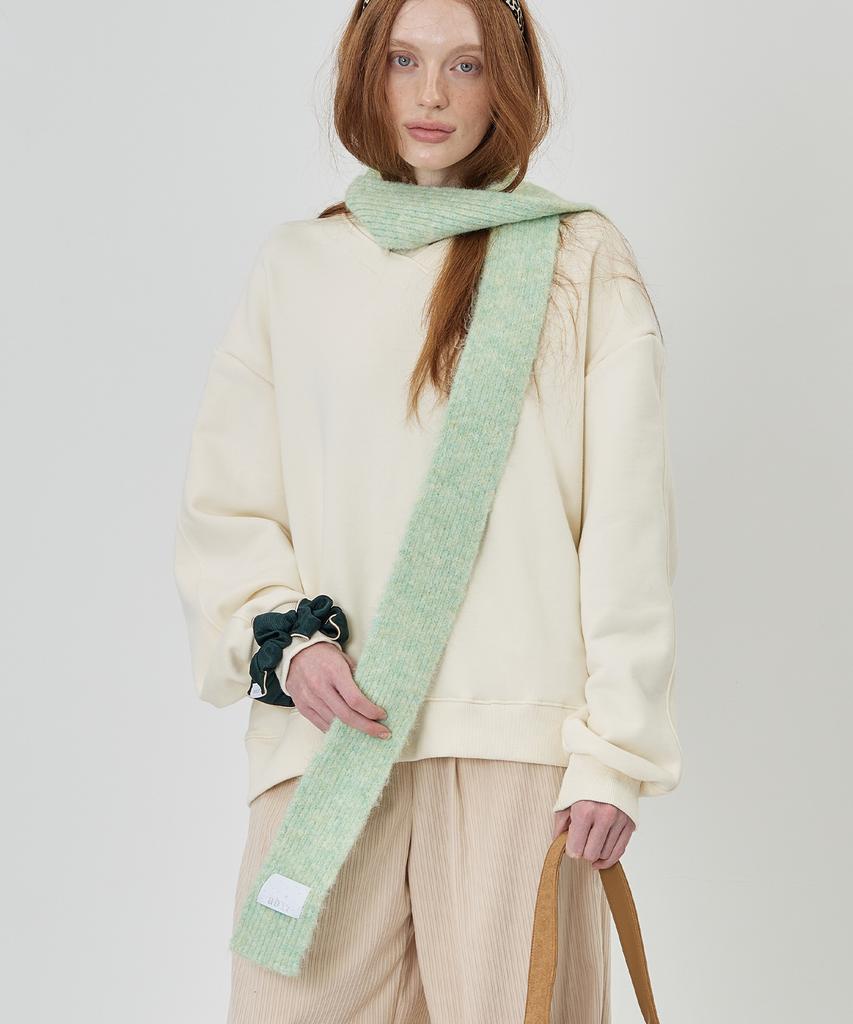THE-ABON Knit Tie Scarf Blue