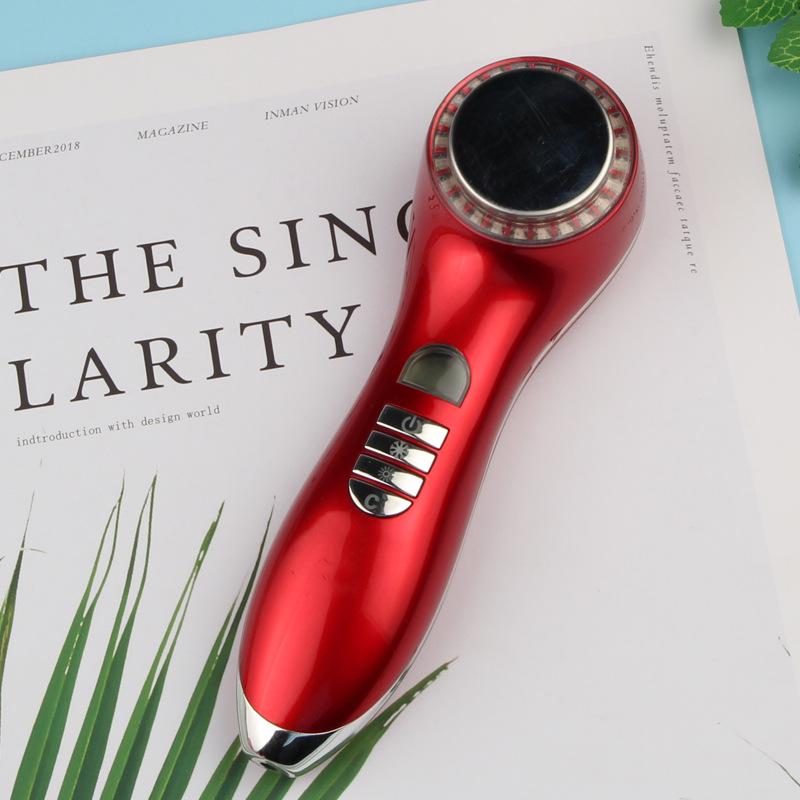 Hot & Cold Hammer Beauty Device with Red/Blue Light and Vibration for Tightening and Facial Cleansing белый