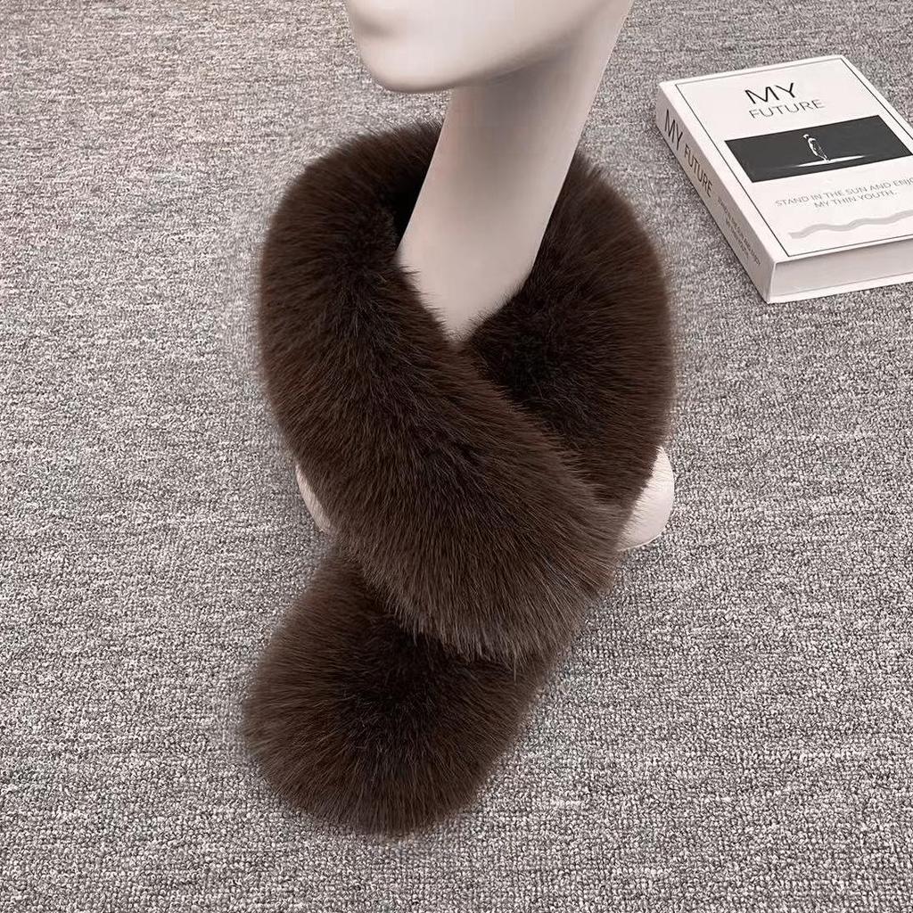 Korean Style Faux Fur Scarf: Double-Sided, Versatile Neck Warmer for Autumn and Winter