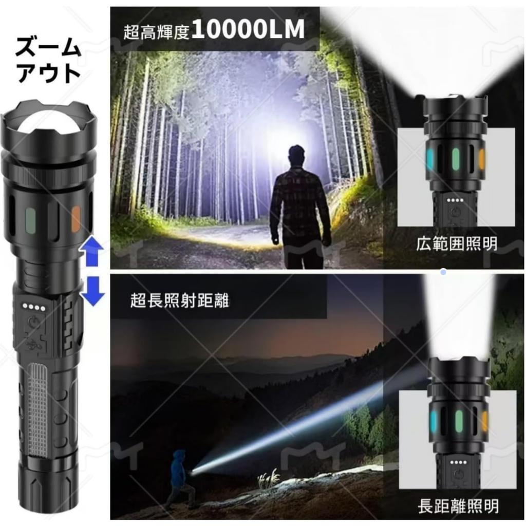 Latest PSE Powerful Flashlight Modes of Dimming Rechargeable LED COB Work Power Display Handheld 3000mA High Capacity Ideal for Emergency Nighttime