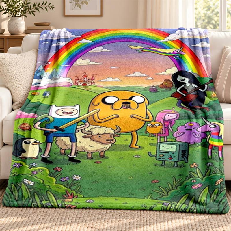 Adventure Time Blanket Flannel Blanket Soft Cozy Plush Throw for Sofa Bed Lightweight Home Decoration Outdoor Camping