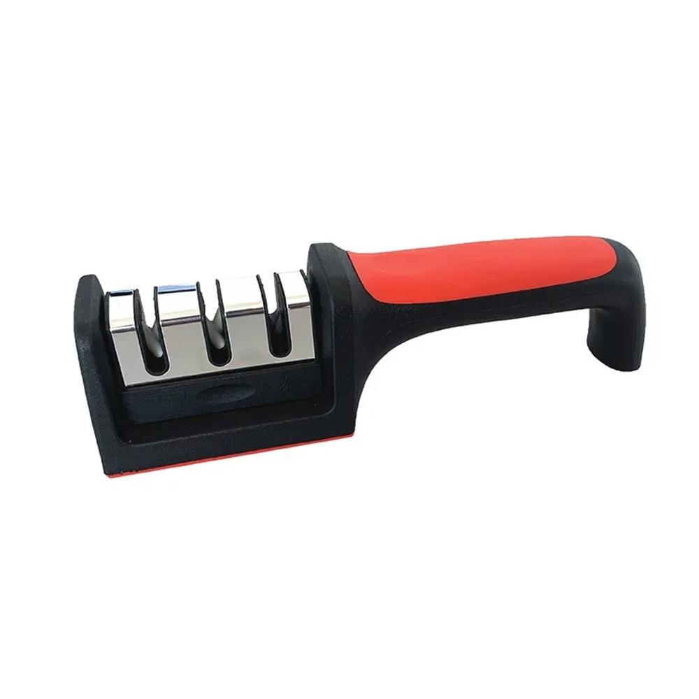 3 Stage Professional Knife Sharpener with Tungsten Steel & Ceramic Slots Manual Sharpener for Chef Knives Scissors Kitchen Tools