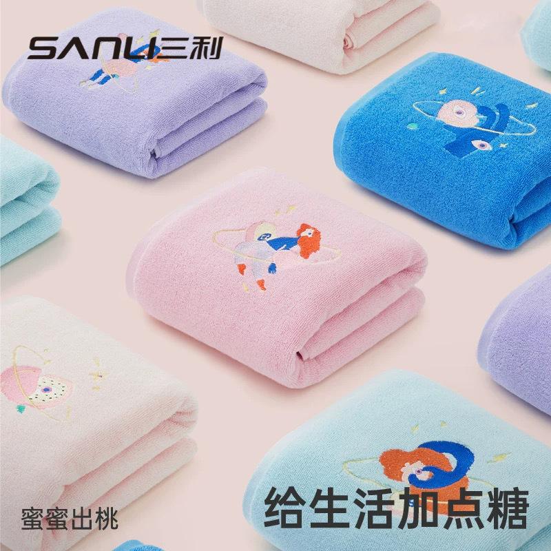 

Towel adult terry 32 strands pure cotton couple cartoon embroidery household large bath towel 70*140 фіолетовий