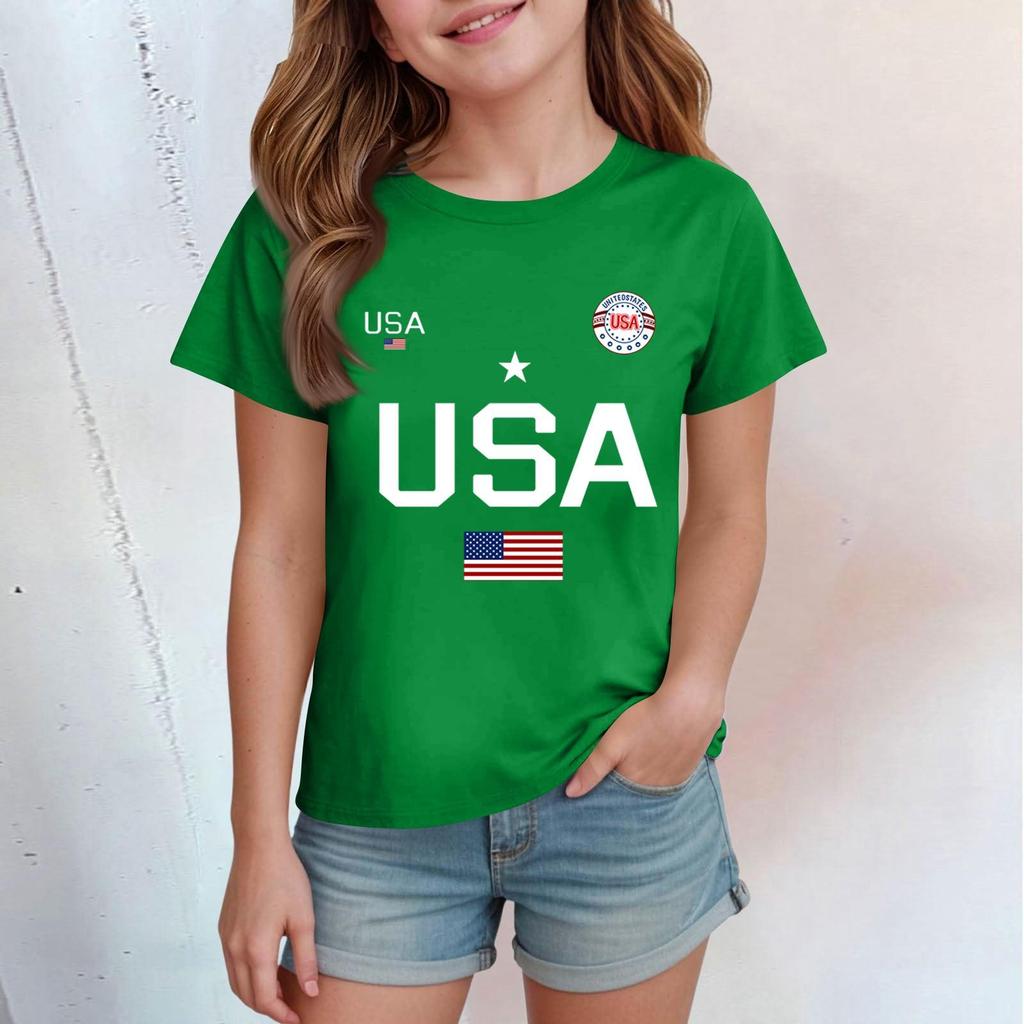 Children's Casual Printed Round Neck Short-sleeved Top