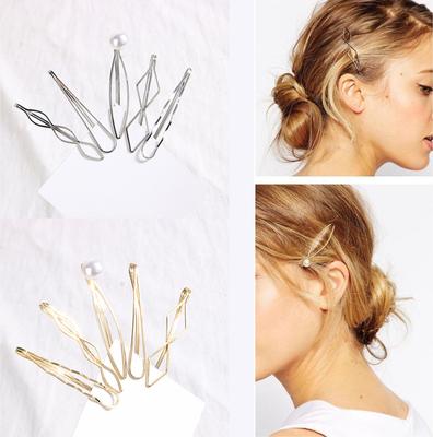 5 Stück Goldfarbene Haarspangen Haarklammern Wellenförmige Mode Haarnadeln Metall Haarspangen Unsichtbare BB-Klammer Wellen Haargreifer Haarspangen Zubehör