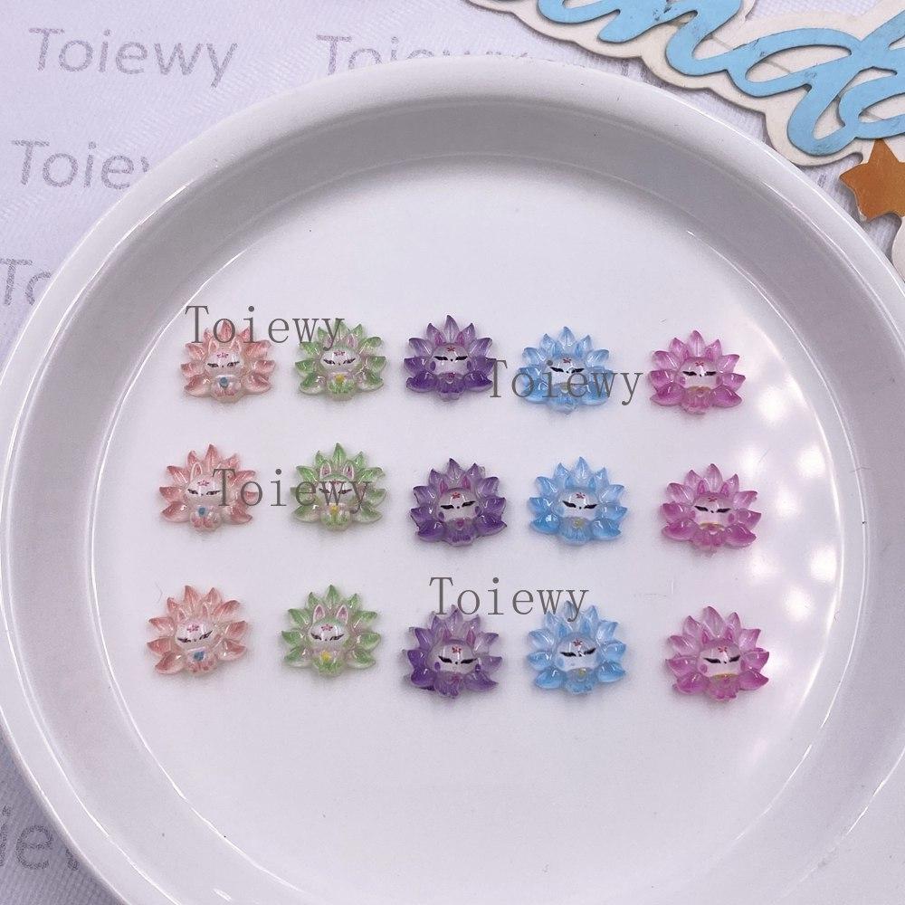 50pcs Mix Resin Colorful Mini Kawaii Cartoon Fox Art Nail Flatback Stone Applique DIY Wedding Scrapbook Decor Crafts Accessories
