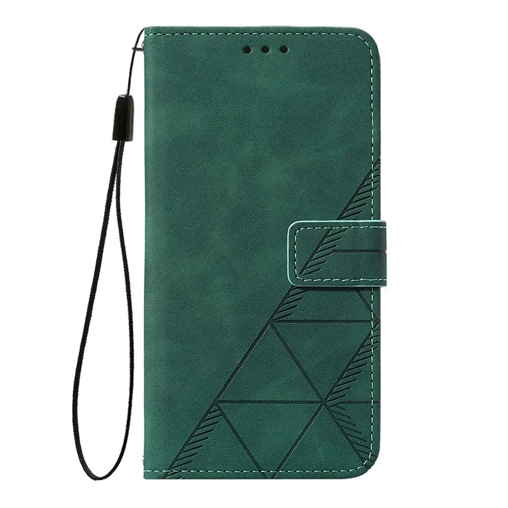 Geometric Leather Wallet Case For ZTE Blade A76 A75 A73 A55 A53 Plus A52 A35 Core V60 V80 Vita Nubia Focus 2 Ultra Calf P9 Pro