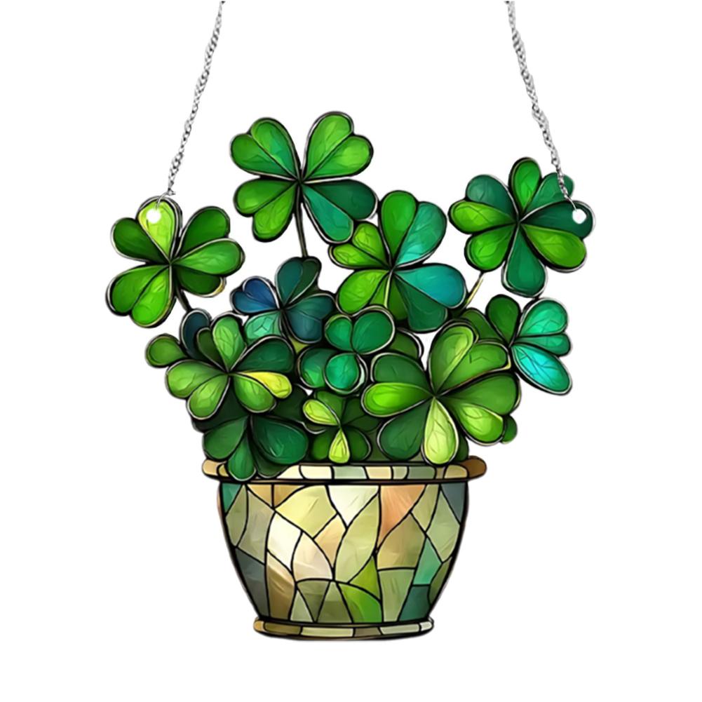 2D Acrylic Hanging Decor Outdoor Window Door Porch Pendant Clover Acrylic Disc Charm Lucky Simu N1P2