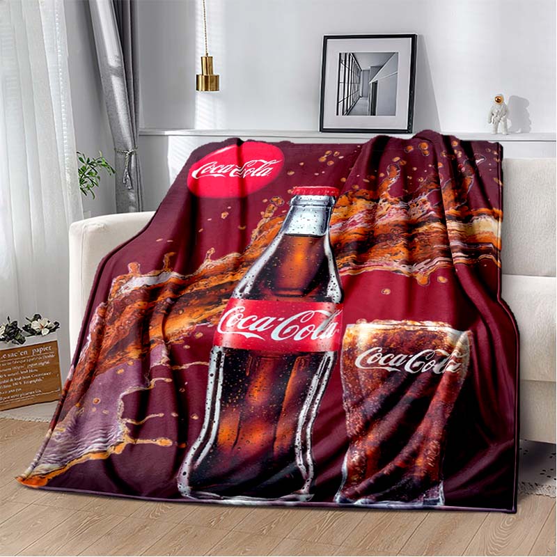 Coca-Cola Polar Bear Flannel Blanket, Vintage Throw Blanket for Bedroom