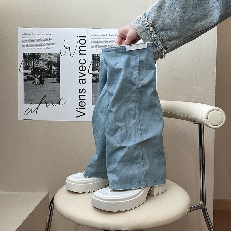 2025 Sommer neue dunkle süße coole Zehenmuffin dicksohlige Jeans Röhrensandalen offene Zehen Mopping Mode Stiefeletten