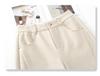 Women's 2024 Beige Cashmere Wide-Leg Pants - Autumn/Winter Style, Drapey Wool Straight-Leg Casuals.