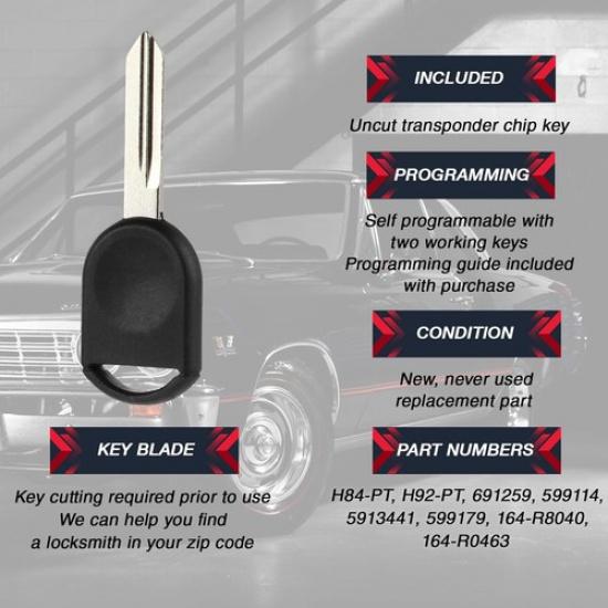 Replacement 80 Bit Transponder Ignition Car Key, Set of 2