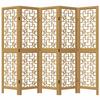 5 Piece Room Divider Brown Solid Paulownia Wood