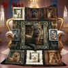 Alpaca Portrait Gallery 2D Flat Pattern Flannel Blanket, High quality All Seasons, Home Decor, Warmth and Comfort, Perfect for Christmas Gifts.