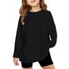 Boy And Girls Solid Color Long Sleeved T-shirt Round Neck Solid Color T-shirt