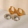 Htpwe Statement Circle Hoop Earrings Zircon for Women Girls Trendy Metal Texture 18 K Golden Ear Studs Accessories