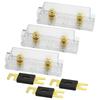 3pcs ANL Fuse Holder with 250A ANL Fuse for Car Audio Amplifier, Gold Plated