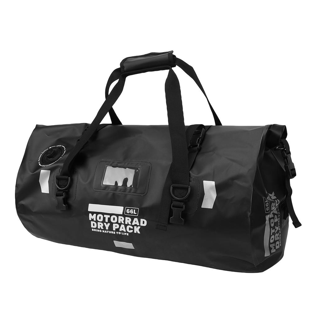 66L Rainproof Cycling B Outdoor Travel B with 4 Straps for Motorcycle Biking Camping Beach Reflective Strip Fast Release Valve