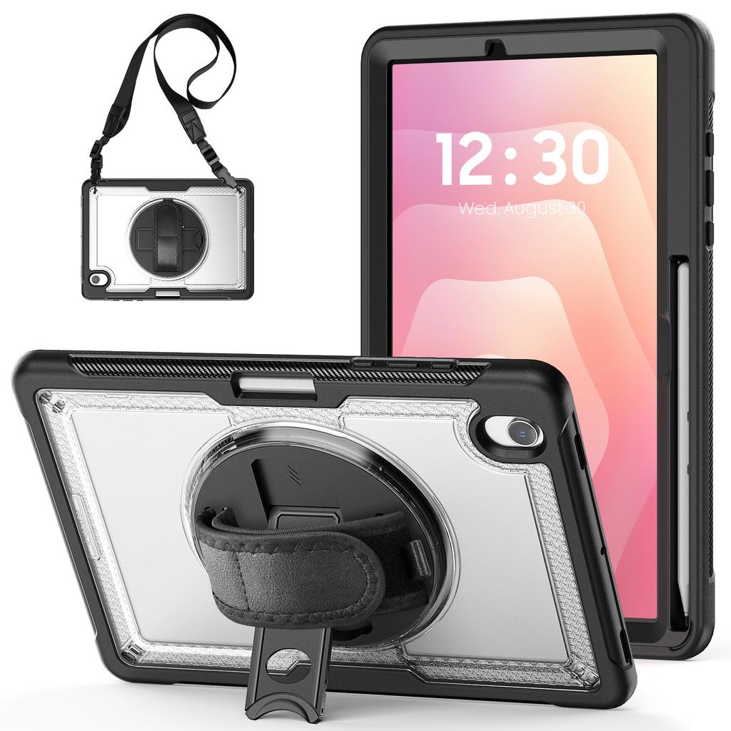 Für Samsung Galaxy Tab S10 Lite Hülle PC + TPE Tablet-Abdeckung mit Handschlaufe und Schultergurt