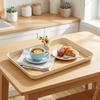 Stackable Plastic Serving Tray Wood Grain Food Trays for Eating Anti-Slip Coffee Tea Tray Serving Dishes Kitchen Tableware