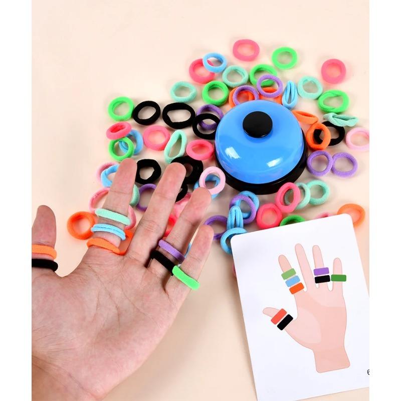 Frühes pädagogisches Denktrainingsspielzeug für Kinder, Fingerspiel mit Gummibändern und Glocke, Eltern-Kind-Interaktionsspiele