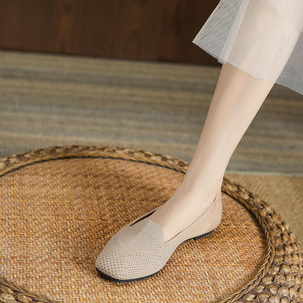 Обувь Одиночные туфли Женские туфли с глубоким носком Тканые туфли с квадратной головкой — фото 11