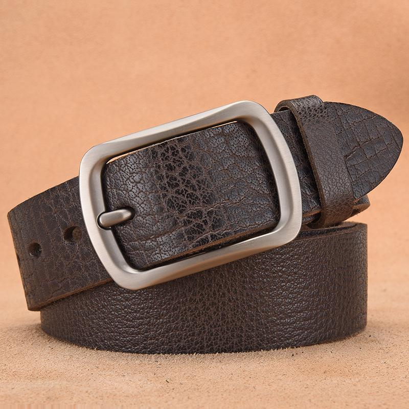 Men s Genuine Leather Pin Buckle Casual Belt - Versatile Top Layer Cowhide 140 cm коричневый
