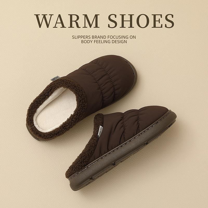 Waterproof cotton slippers winter comfortable baotou home indoor couple soft bottom non-slip wear-resistant cotton mop