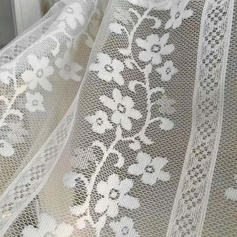 1Pc Short Curtains Window Wine Cabinet Door Polyester French Style Lace Kitchen Small Valance Jacquard Half Tulle Ruffle Curtain
