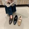 Small fragrant wind inner height increase velvet square head Mary Jane shoes thick-soled wool loafers