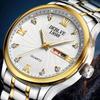 Men's Swiss Double Calendar Watch with Alloy Steel Band, Waterproof & Luminous.