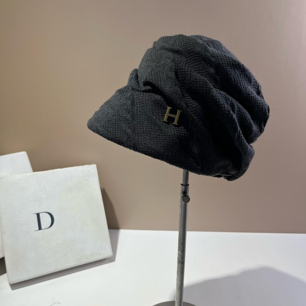 Twist Knitted Stacking Hat Warm Trend Show Face Small Bag Head Hat Plain Makeup Versatile Bucket Hat