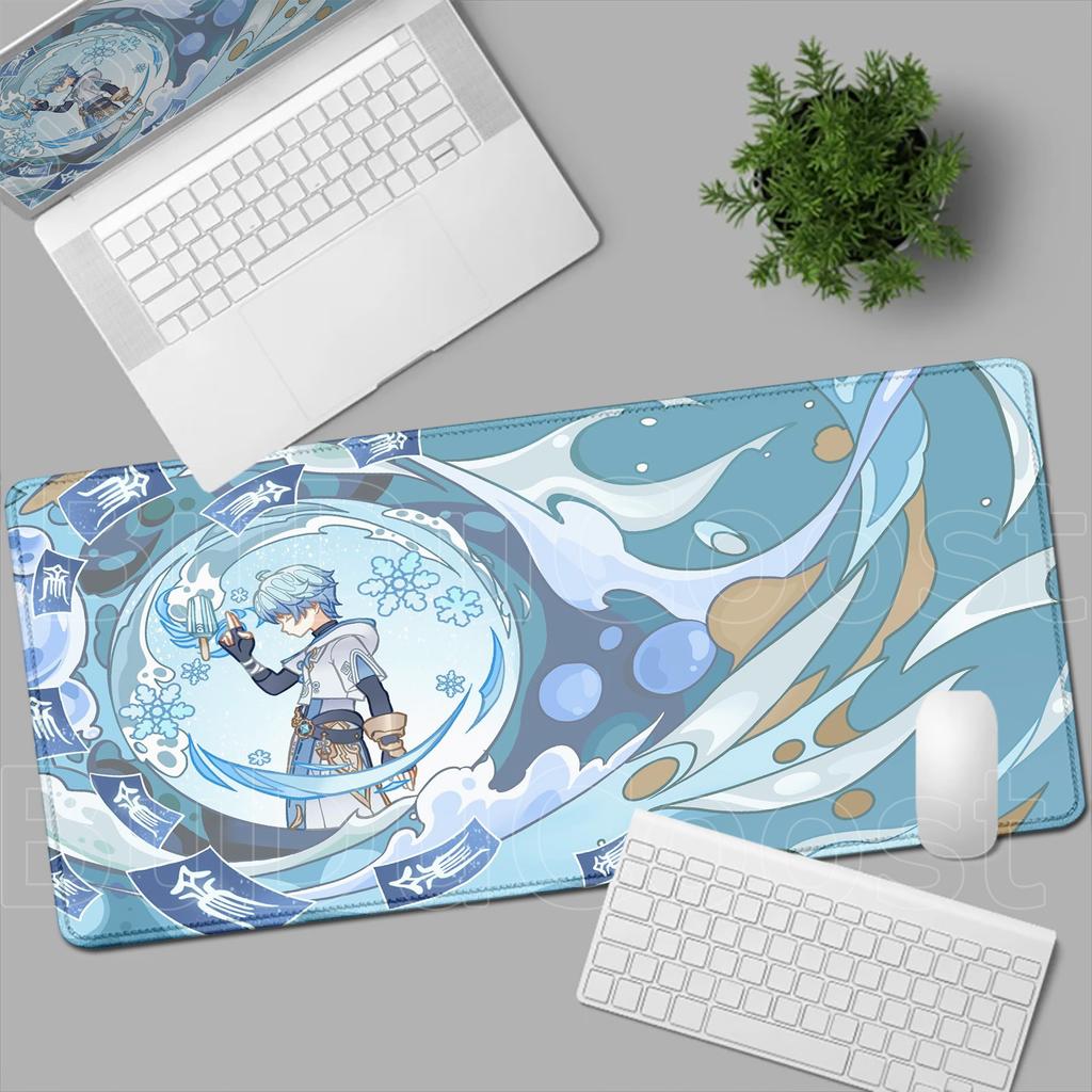 Liyue Genshin Impact Anime Mouse Pad Gaming Ganyu Xiao Baizhu Xianyun XXL Large Mouse Pad Non-slip Keyboard Desk Mat HD Mousepad