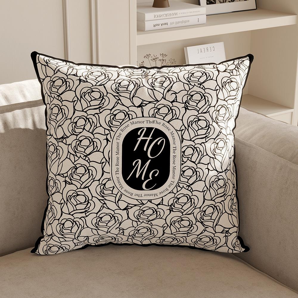 Modern Minimalist Decoration French Cream Style Sofa Pillow Living Room Cushion Black and White High-end Pillow Cover