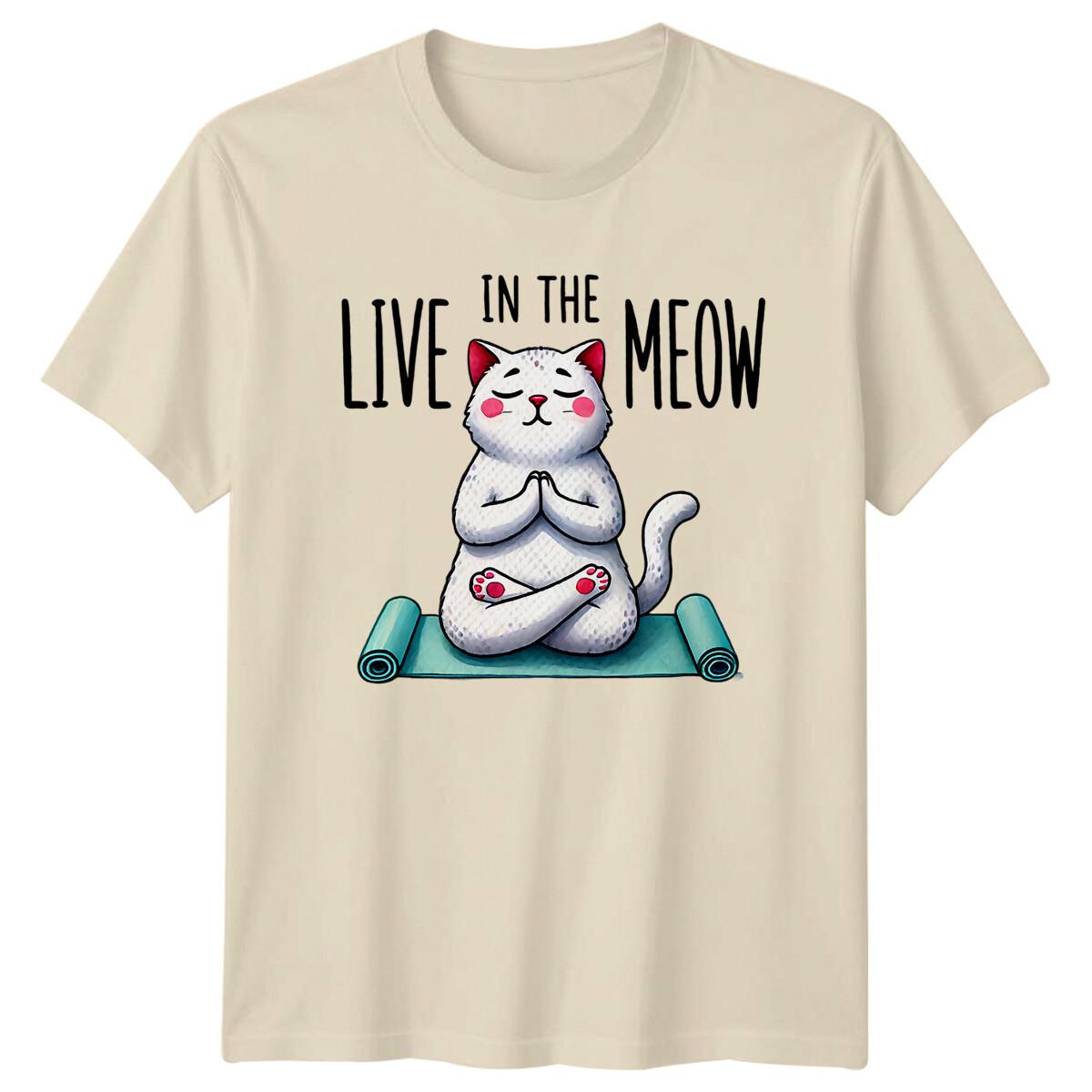 Live In The Meow Yoga Cat Funny Fitness T-Shirt XL