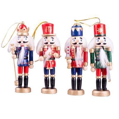 Traditional Wooden Pull Puppet Toy Christmas Nutcracker Soldier Decoration Blue
