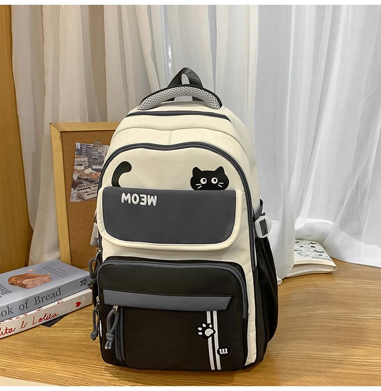 Schoolbag Korean Version Ins New High-value College-style Contrasting Color Backpack, Casual and Lightweight Large-capacity Backpack for Junior High