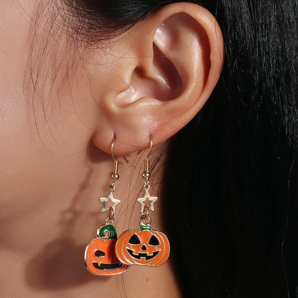 Ghost Pumpkin Ear Studs Zinc Zinc Alloy Ghost Dangle Earrings Exquisite Halloween Earrings  Party